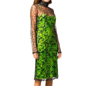 NWT Stine Goya Ibi Floral Pointilism Mesh Overlay Dress - Sz S